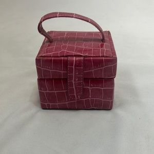 Tiny pink crocodile print jewelry box